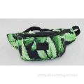 heat printing green leaf simple waist bag for promotion shop,super maket